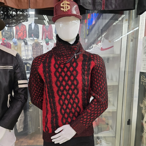 TURTLE NECK ZIP UP MEN SWEATER - Picture 3 of 5